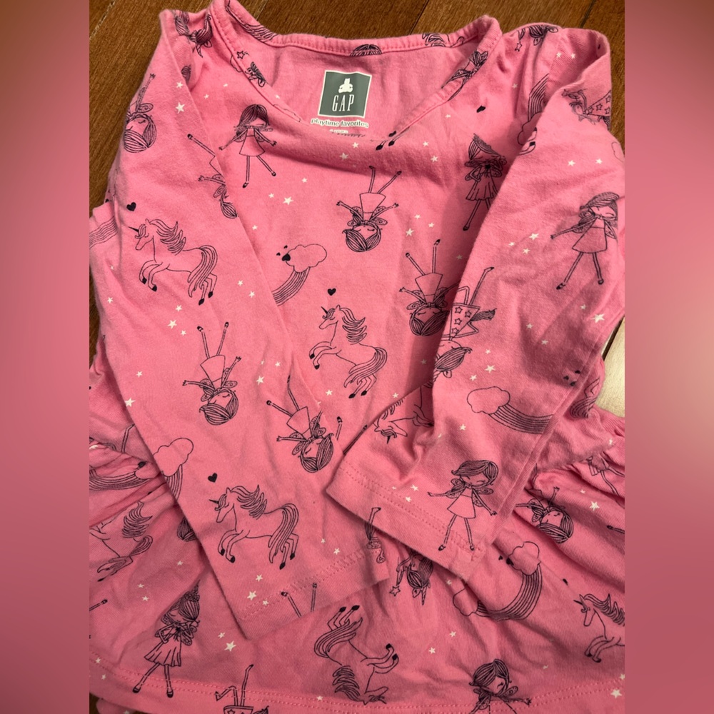 GAP Unicorn Dress Playtime Favorites Pink Long Sleeve girls 3T